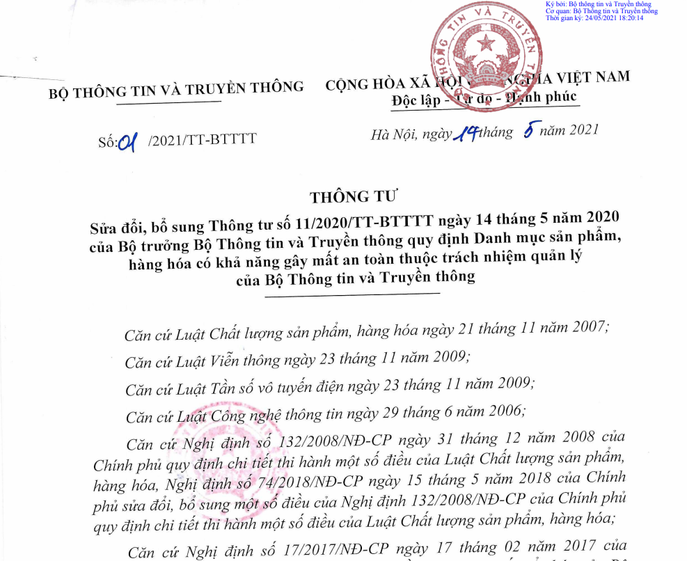 越南MIC發布01/2021/TT-BTT公告(圖1)